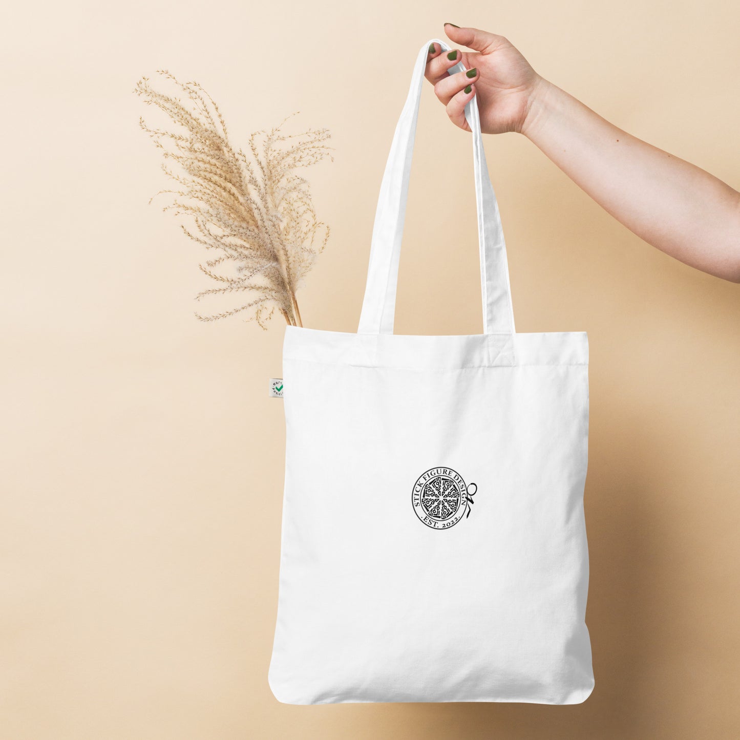 Stick Figure Design Logo Organic fashion tote bag