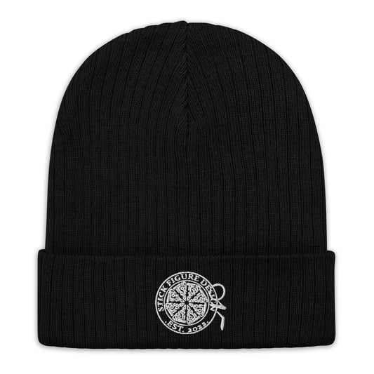 Stick Figure Design Logo Ribbed knit beanie