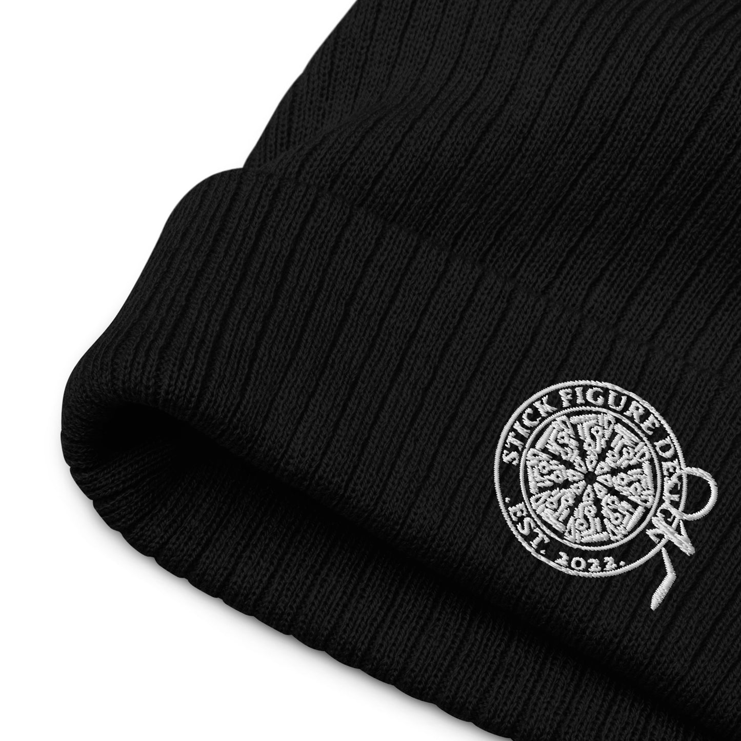 Stick Figure Design Logo Ribbed knit beanie