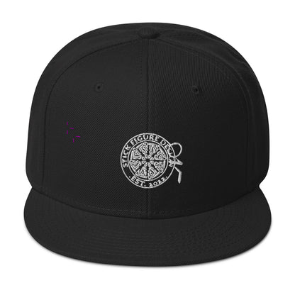 Stick Figure Design Black Snapback Hat