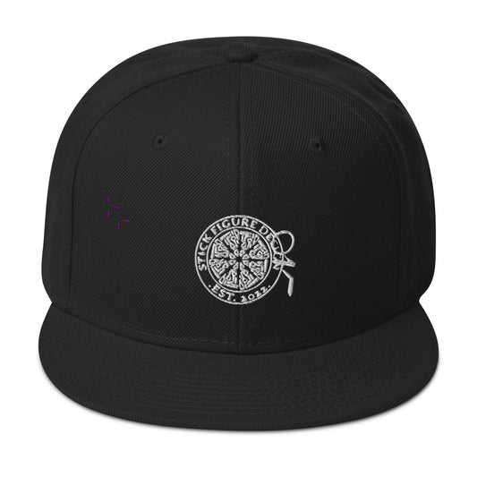 Stick Figure Design Black Snapback Hat